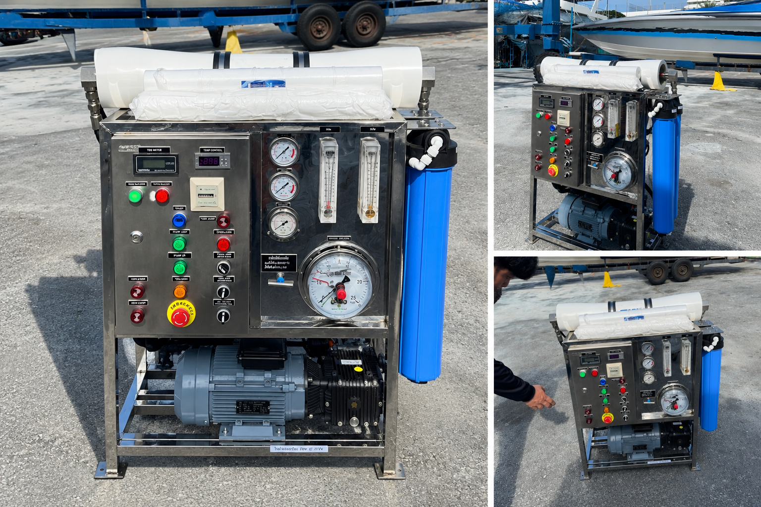 เครื่องกรองน้ำทะเลเป็นน้ำจืด SWRO3000X2 ภาพใช้งานจริง